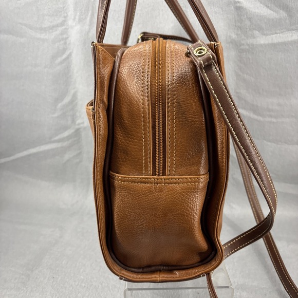 Vintage Capezio Double Top Handle Crossbody Purse Square 2‎ Tone Faux Leather - Picture 5 of 13